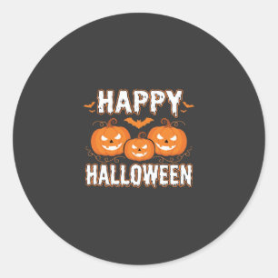 Sticker Rond Joyeux Halloween Citrouille Chauve-Souris Vecteur