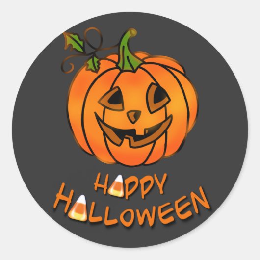 Sticker Rond Joyeux Halloween | CITROUILLE | maïs-bonbons (Devant)