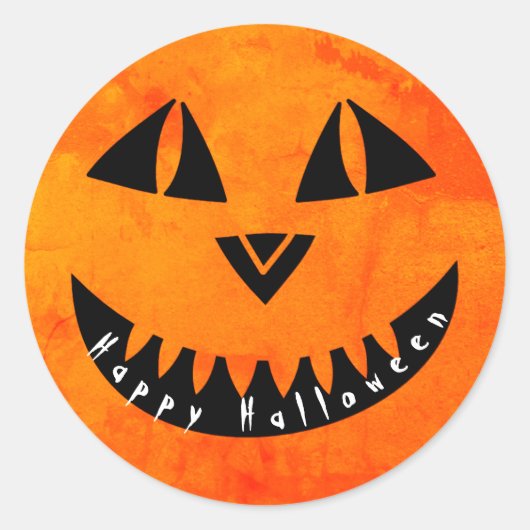 Sticker Rond Joyeux Halloween Citrouille orange Jack o' Lantern (Devant)