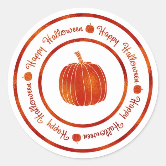 Sticker Rond Joyeux Halloween & Citrouille Orange Shine Glam te (Devant)