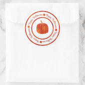 Sticker Rond Joyeux Halloween & Citrouille Orange Shine Glam te (Sac)