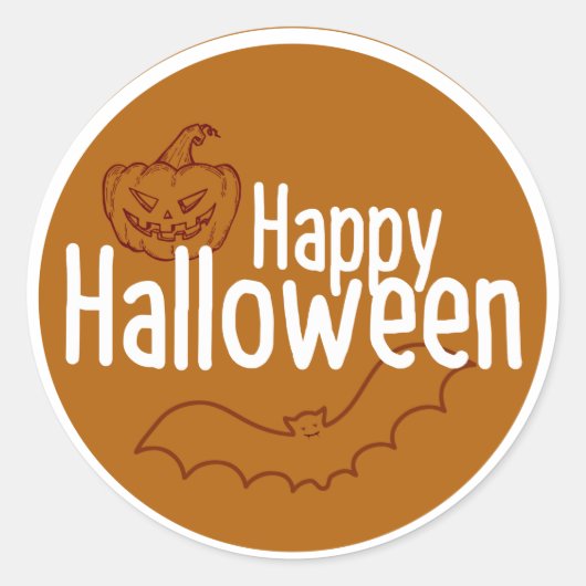 Sticker Rond Joyeux Halloween Citrouille Trick ou traitement (Devant)