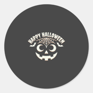 Sticker Rond Joyeux Halloween Citrouille Visage Design_1