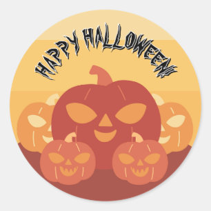 Sticker Rond Joyeux Halloween ! Citrouilles