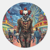 Sticker Rond Joyeux Halloween | Clown éffrayant (Devant)