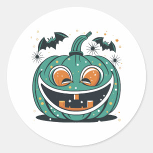 Sticker Rond Joyeux Halloween ! Découpez une citrouille !