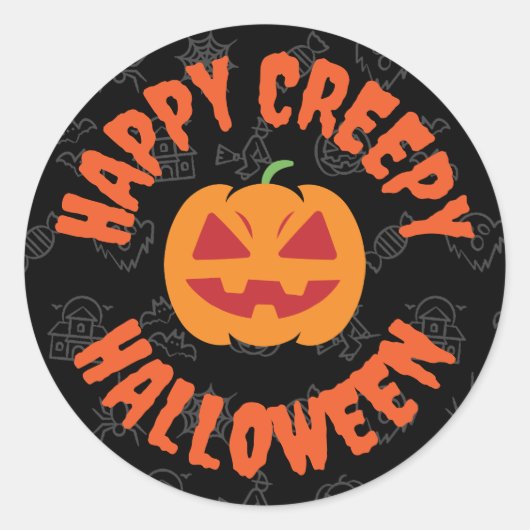 Sticker Rond Joyeux Halloween déplaisant (Devant)