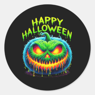Sticker Rond Joyeux Halloween Éffrayant Jack-o'-lantern Citroui