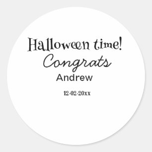 Sticker Rond Joyeux Halloween félicitations nom date année dipl