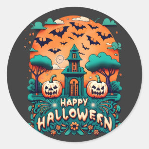 Sticker Rond Joyeux Halloween Halloween Éffrayant