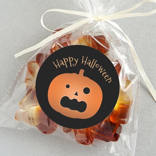 Sticker Rond Joyeux Halloween Haunted Jack-o'-lantern Citrouill