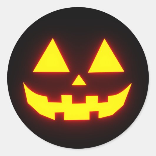 Sticker Rond Joyeux Halloween Jack-o'-Lantern Face 3-Neon Orang (Devant)