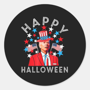 Sticker Rond Joyeux Halloween Joe Biden 4 juillet Memorial Ind