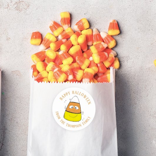 Sticker Rond Joyeux Halloween Maïs Sucré Mignon Fantaisiste