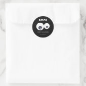 Sticker Rond Joyeux Halloween mignonette oreilles Monstres Noir (Sac)
