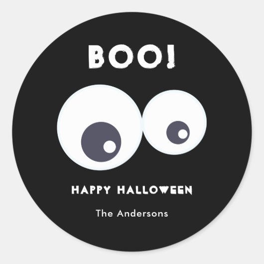 Sticker Rond Joyeux Halloween mignonette oreilles Monstres Noir (Devant)