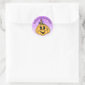Sticker Rond Joyeux Halloween mignonne Citrouille Whimscical vi (Sac)