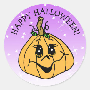 Sticker Rond Joyeux Halloween mignonne Citrouille Whimscical vi