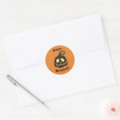Sticker Rond Joyeux Halloween noir Citrouille Whimsical sourire (Enveloppe)