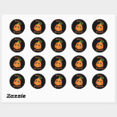 Sticker Rond Joyeux Halloween noir Citrouille Whimsical sourire (Feuille)