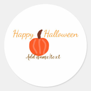 Sticker Rond Joyeux Halloween orange citrouille automne orange