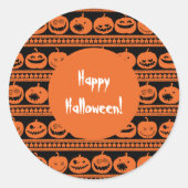 Sticker Rond Joyeux Halloween Orange Citrouille Jack-o'-lantern (Devant)