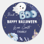 Sticker Rond Joyeux Halloween regarder un garçon mignon fantôme (Devant)