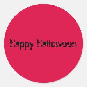 Sticker Rond Joyeux Halloween Simple Clean Solid Red