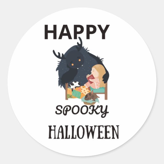 Sticker Rond Joyeux Halloween T Shirthappy éffrayant halloween (Devant)