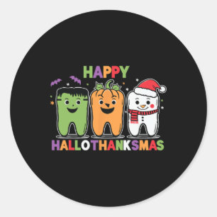Sticker Rond Joyeux Halloween Thanksgiving Noël Joyeux Hallo