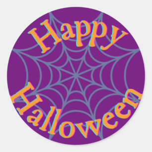 Sticker Rond Joyeux Halloween Toile d'Araignée
