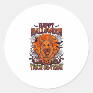 Sticker Rond Joyeux Halloween Trick Or Treat Berger Allemand Ci
