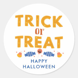 Sticker Rond Joyeux Halloween Trick ou Treat Kids Party