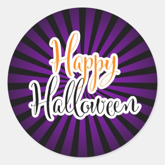 Sticker Rond Joyeux Halloween Typographie moderne violet noir (Devant)