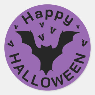 Sticker Rond joyeux halloween violet
