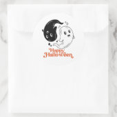 Sticker Rond Joyeux Halloween Yin et Yang Black and White Ghost (Sac)