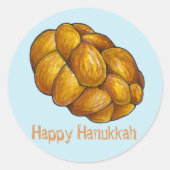 Sticker Rond Joyeux Hanoukka Chanukah Challah Pread Holiday (Devant)