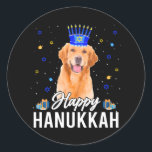 Sticker Rond Joyeux Hanoukka Golden Retriever Menorah Casquette<br><div class="desc">Joyeux Hanoukka Golden Retriever Menorah Casquette</div>