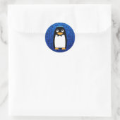 Sticker Rond Joyeux Hanoukka Juif Penguin Yarmulke (Sac)