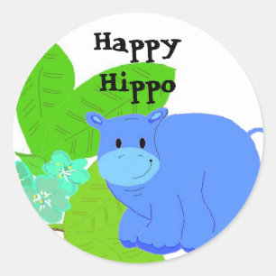 Sticker Rond Joyeux Hippo