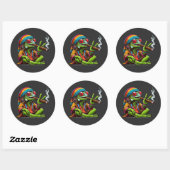 Sticker Rond Joyeux Hippy Iguana Fumer Cigar Art (Feuille)