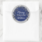 Sticker Rond Joyeux hiver Solstice Bleu et gris Yule Vacances (Sac)