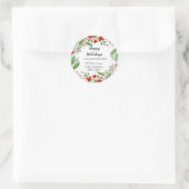 Sticker Rond Joyeux Holiday Green Red Wreath (Sac)