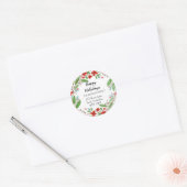 Sticker Rond Joyeux Holiday Green Red Wreath (Enveloppe)