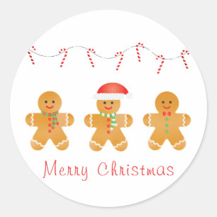 Sticker Rond Joyeux hommes en pain d'épice de Noël