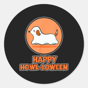 Sticker Rond Joyeux Howl-Loween pour amateur de chiens - Fantôm