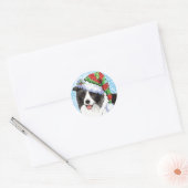 Sticker Rond Joyeux Howliday Border Collie (Enveloppe)