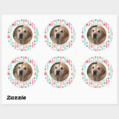 Sticker Rond Joyeux Howlidays Chien Photo Noël (Feuille)