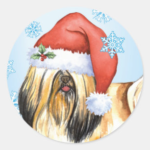 Sticker Rond Joyeux Howlidays Lhasa Apso