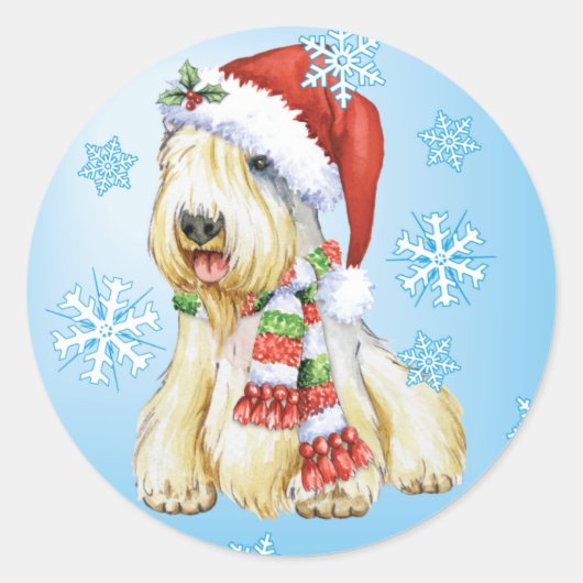 Sticker Rond Joyeux Howlidays Sealyham Terrier (Devant)